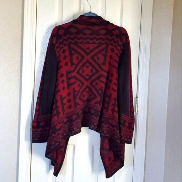 A Knitch Above Womens Sweater Red M Open Front Waterfall Front Ruana Cardigan - Picture 4 of 8